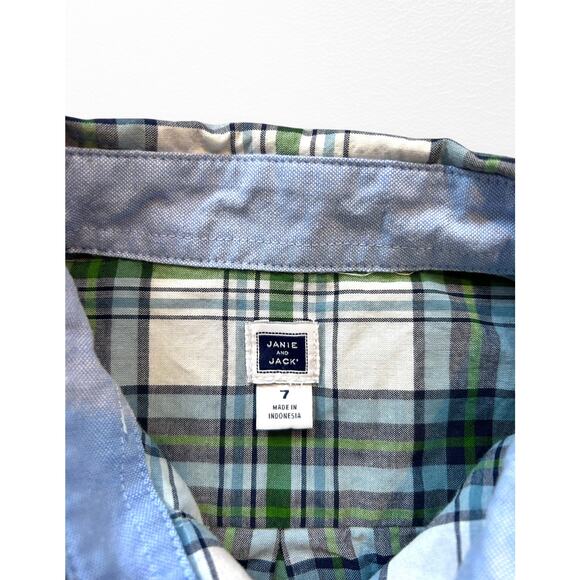 Janie and Jack Plaid Poplin Dress Shirt, Size 7 - Picture 5 of 7